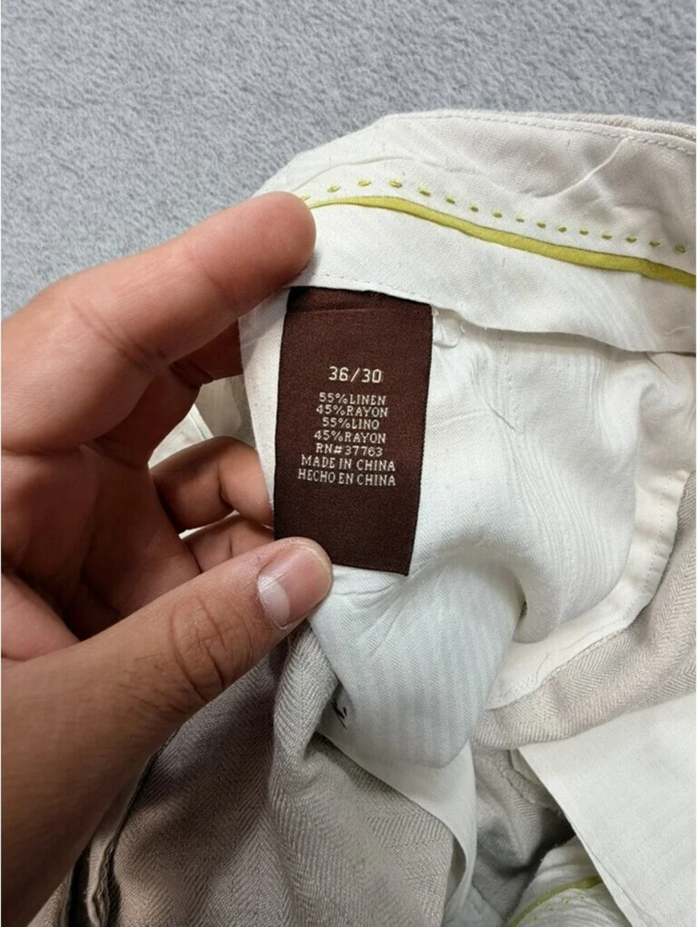 Cubavera Mens Pleated Pants 36x30 Beige Linen Blend Lightweight Summer